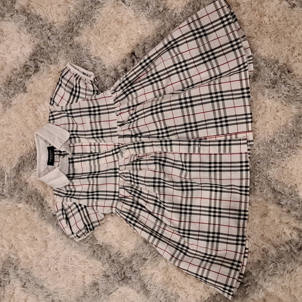 White Plaid Button Up Burberry Dress